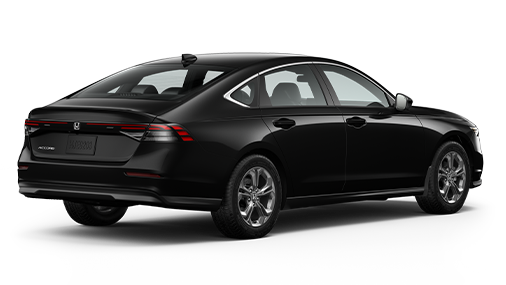 Vue ¾ arrière côté conducteur du modèle Accord Touring Hybride 2023 en noir cristal nacré