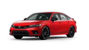 ¾ driver side front facing view of 2024 Civic Sedan Si model in Rallye Red colour