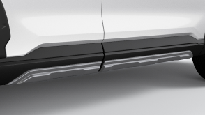 Closeup of lower door garnish on a white HPD CR-V on white space. 