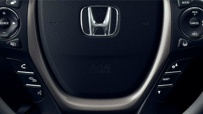 Closeup of Ridgeline steering wheel.