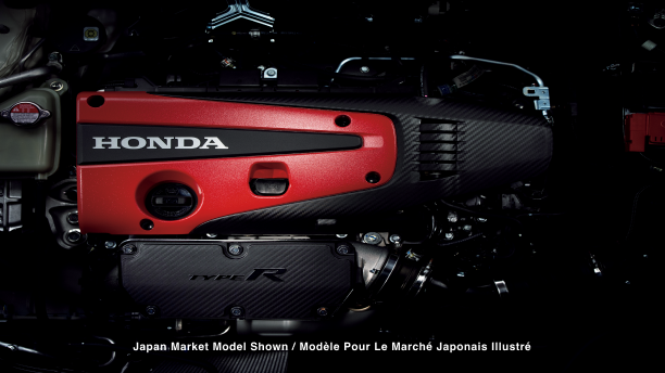 Bird’s eye view closeup of a Type R engine. 